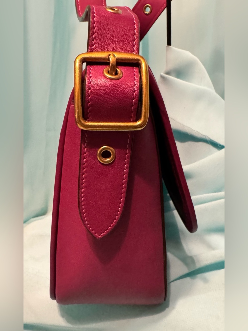Coach Fuchsia Hibiscus Leather Crossbody 89127 with Gold-Tone Hardware Pink - Picture 11 of 15